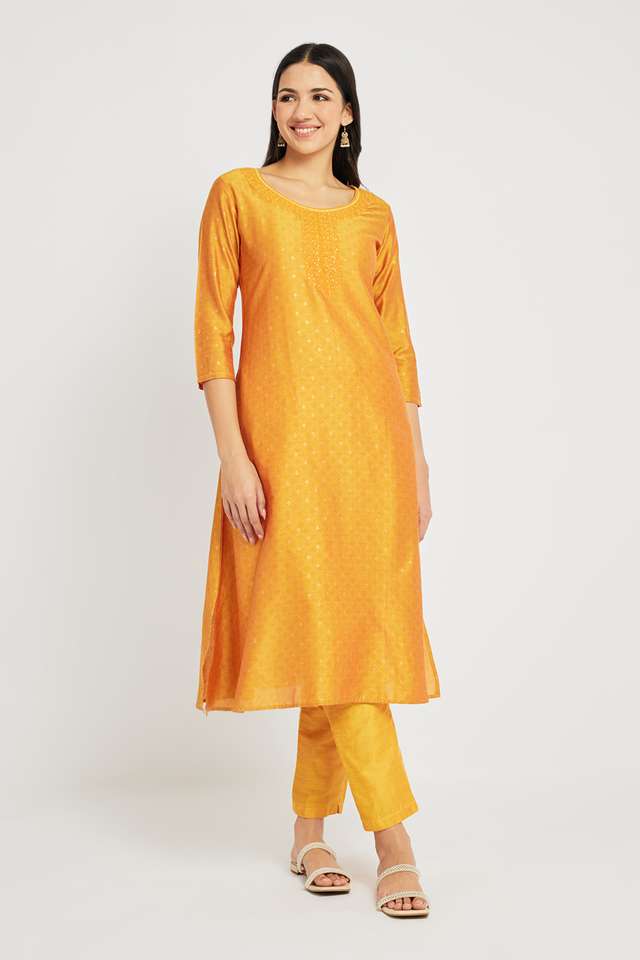 Printed-Silk-Round-Neck-Women-s-Festive-Wear-Kurta
