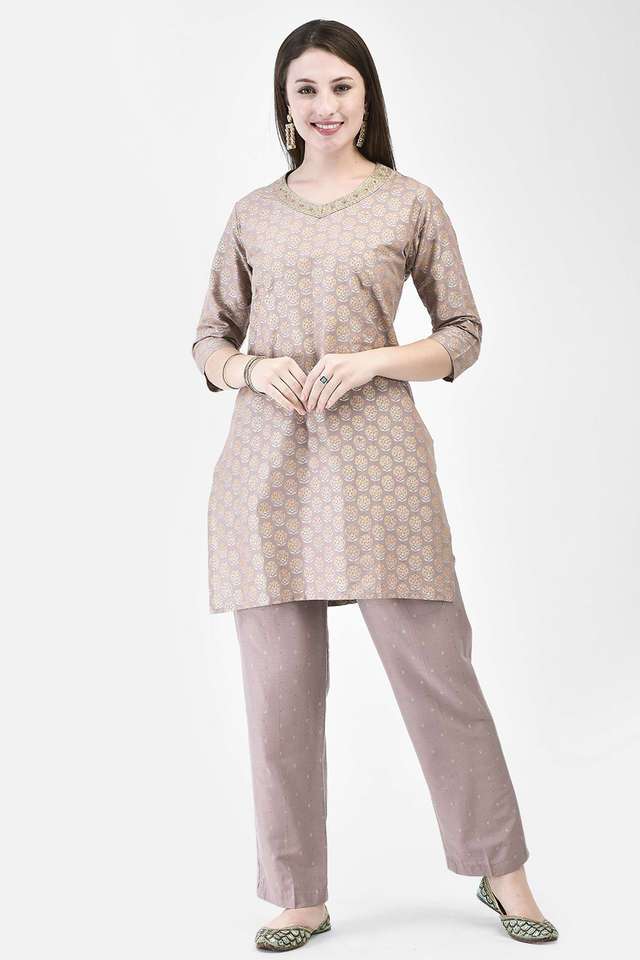 Printed-Silk-Collared-Women-s-A-line-Co-Ord-Set