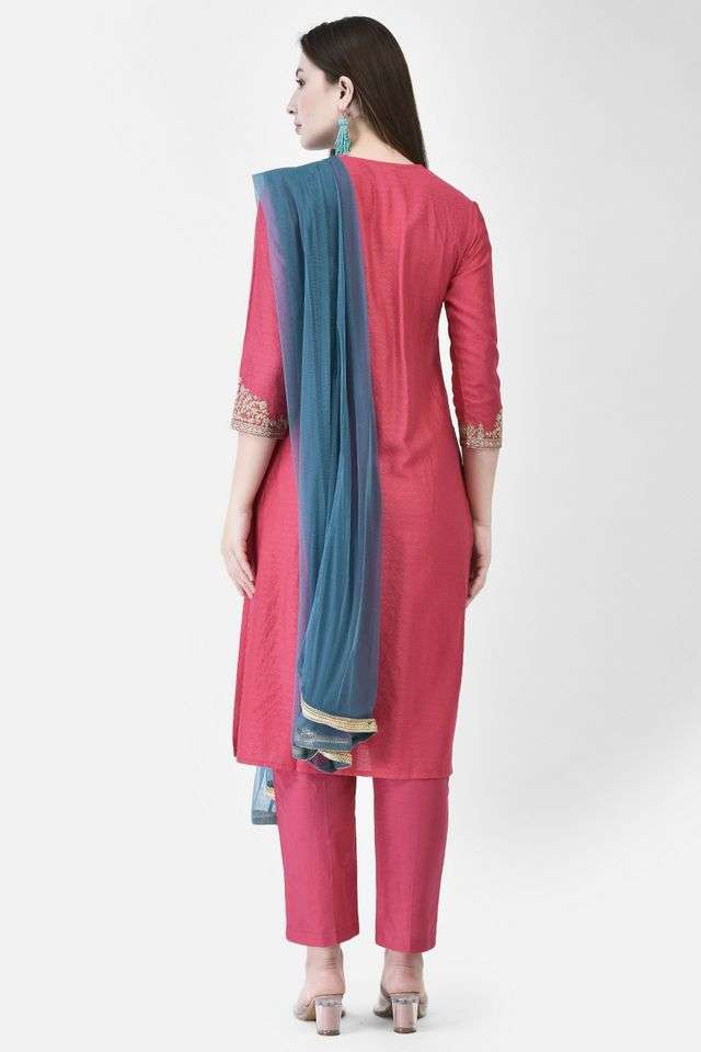 Solid-Viscose-Square-Neck-Women-Festive-Wear-Kurta