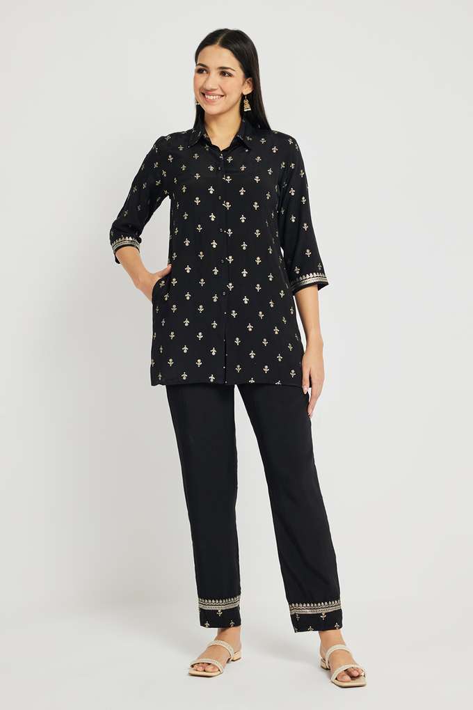 Printed Mini Silk Woven Women's Co-Ord Set-image-17