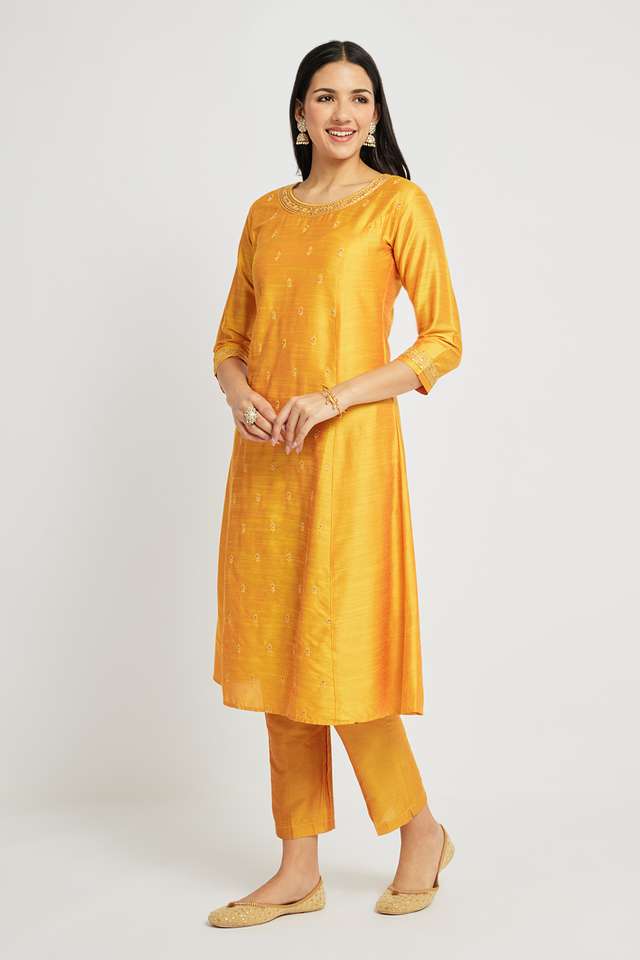 Solid-Calf-Length-Silk-Woven-Women-s-Co-Ord-Set