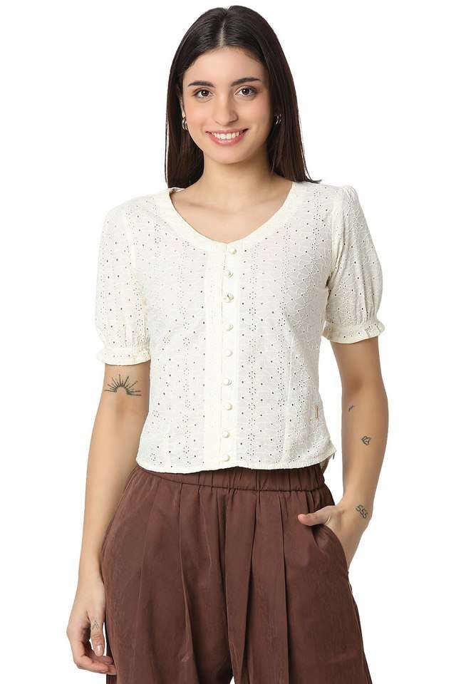 Solid-Cotton-Women-s-Top