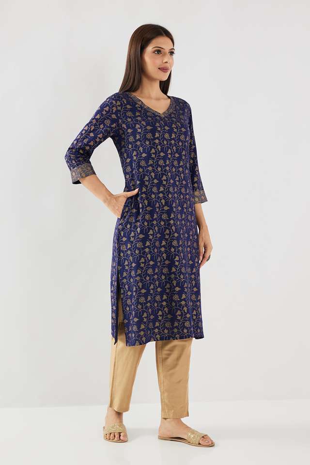 Printed-Rayon-Round-Neck-Women-s-Casual-Wear-Kurta