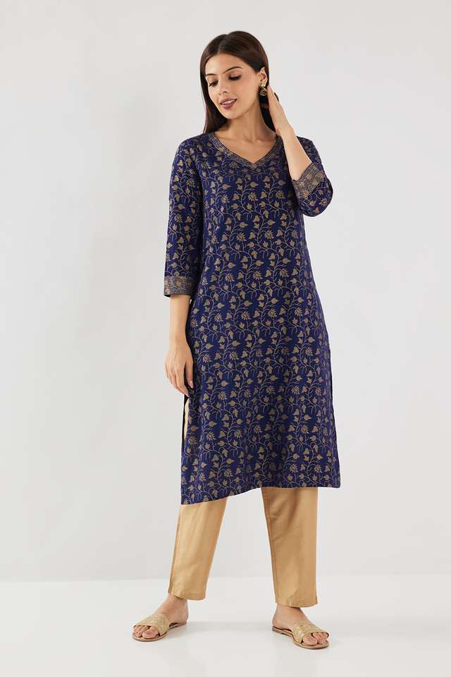 Printed-Rayon-Round-Neck-Women-s-Casual-Wear-Kurta