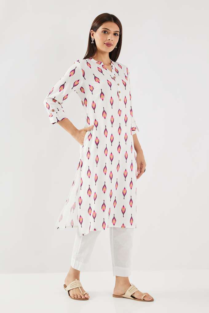 Printed-Rayon-Collared-Women-s-Casual-Wear-Kurta