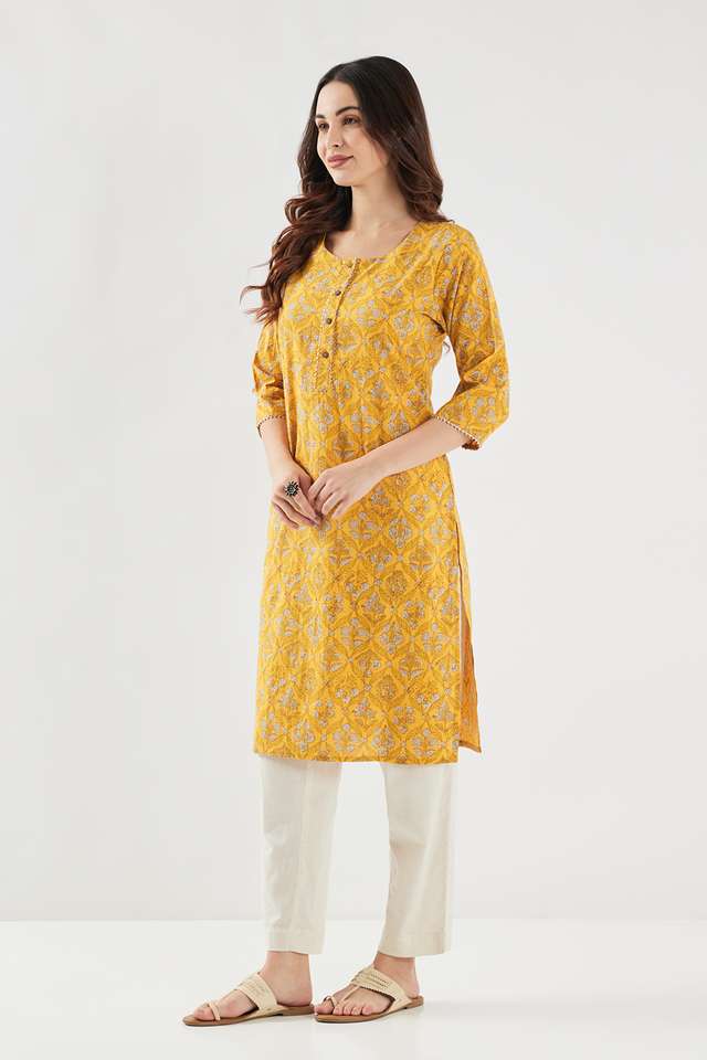 Printed-Cotton-Round-Neck-Women-s-Casual-Wear-Kurta
