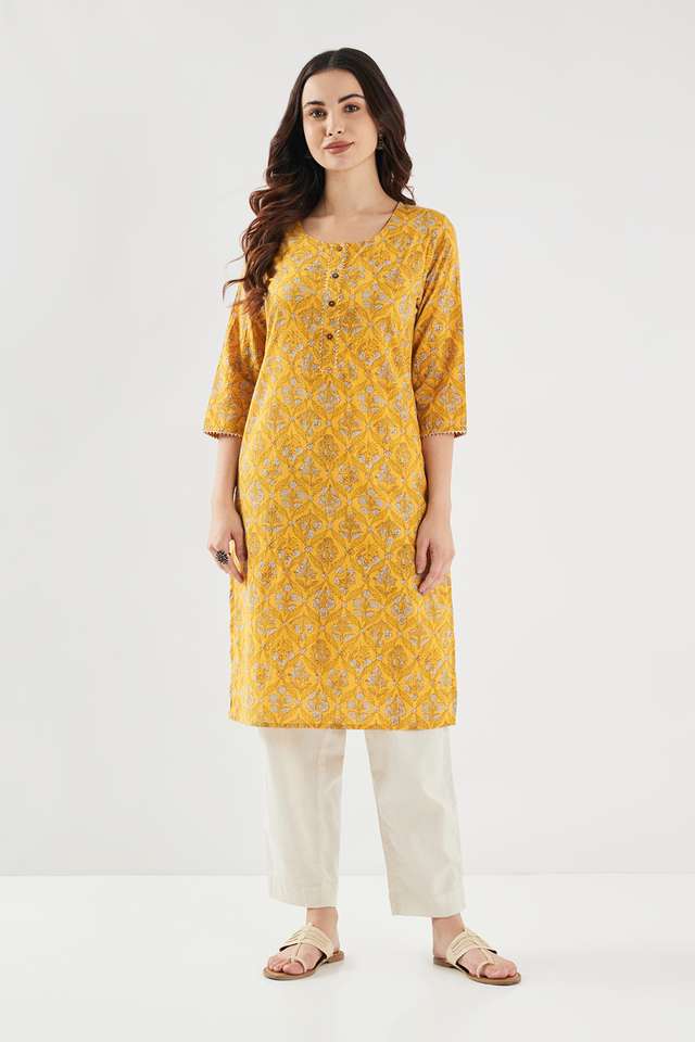 Printed-Cotton-Round-Neck-Women-s-Casual-Wear-Kurta