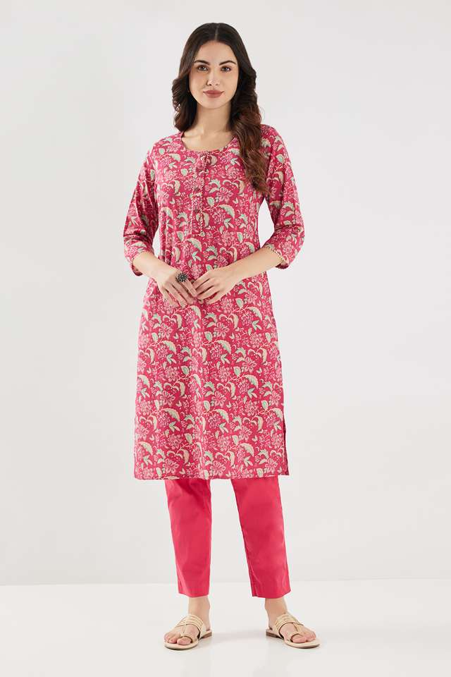 Printed-Cotton-Round-Neck-Women-s-Casual-Wear-Kurta