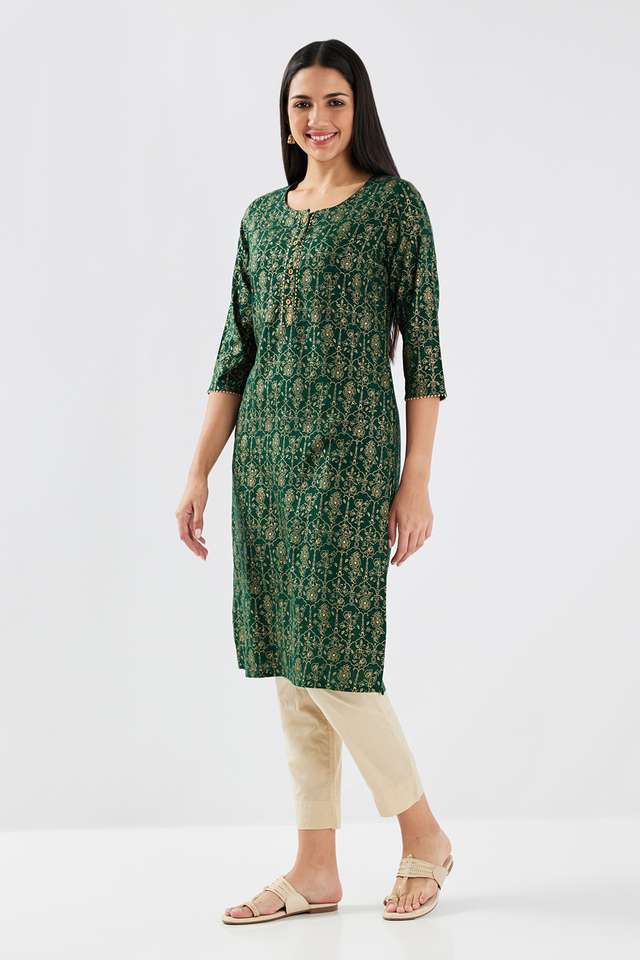 Printed-Rayon-Round-Neck-Women-s-Casual-Wear-Kurta