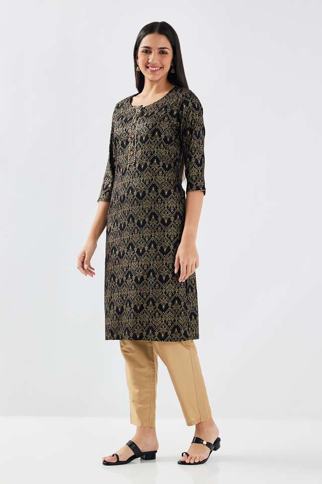 Printed-Rayon-Round-Neck-Women-s-Casual-Wear-Kurta