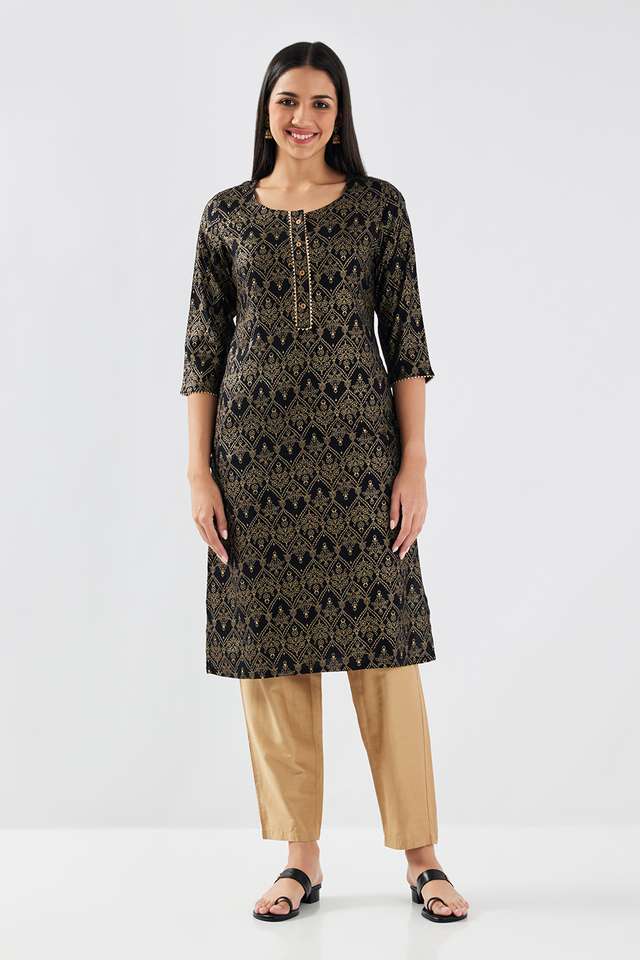 Printed-Rayon-Round-Neck-Women-s-Casual-Wear-Kurta
