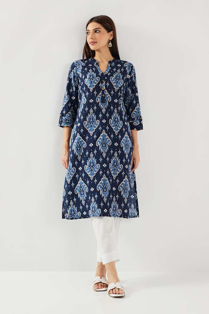 Printed-Cotton-Collared-Women-s-Casual-Wear-Kurta