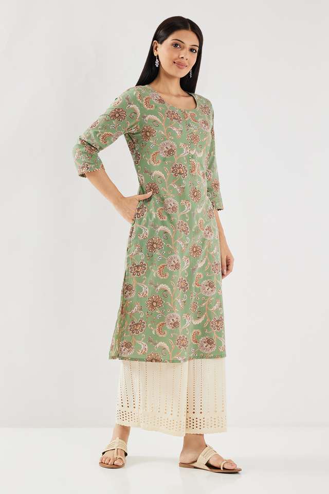 Printed-Rayon-Round-Neck-Women-s-Casual-Wear-Kurta
