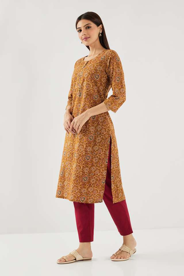Printed-Cotton-Round-Neck-Women-s-Casual-Wear-Kurta