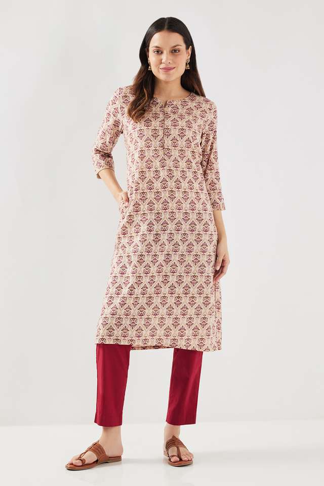 Printed-Rayon-V-Neck-Women-s-Casual-Wear-Kurta