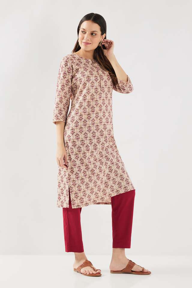 Printed-Rayon-V-Neck-Women-s-Casual-Wear-Kurta