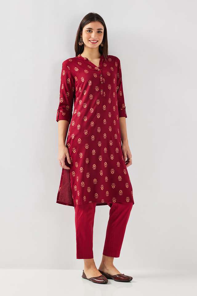 Printed-Viscose-Mandarin-Collar-Women-s-Casual-Wear-Kurta