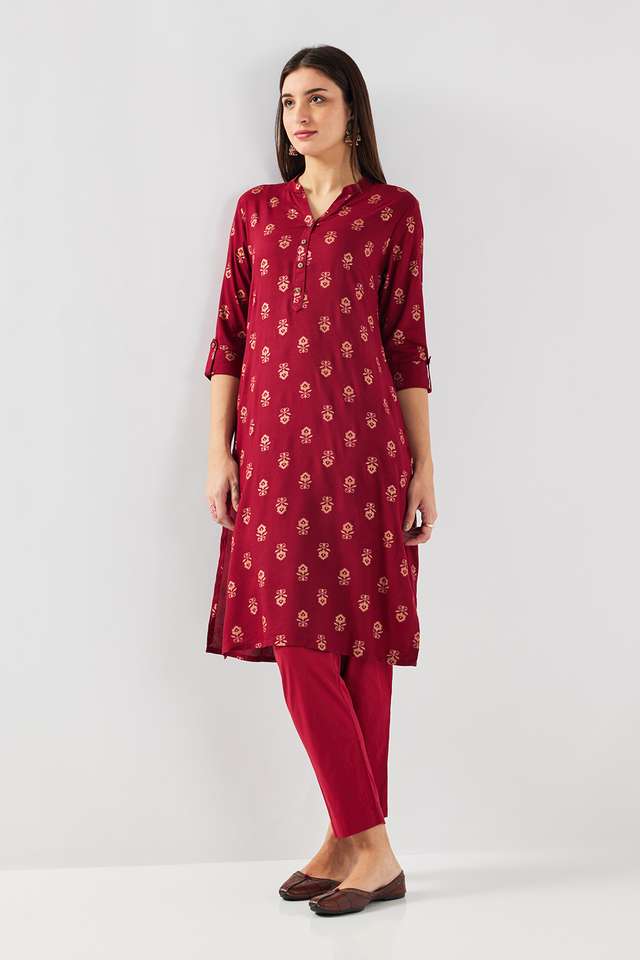 Printed-Viscose-Mandarin-Collar-Women-s-Casual-Wear-Kurta
