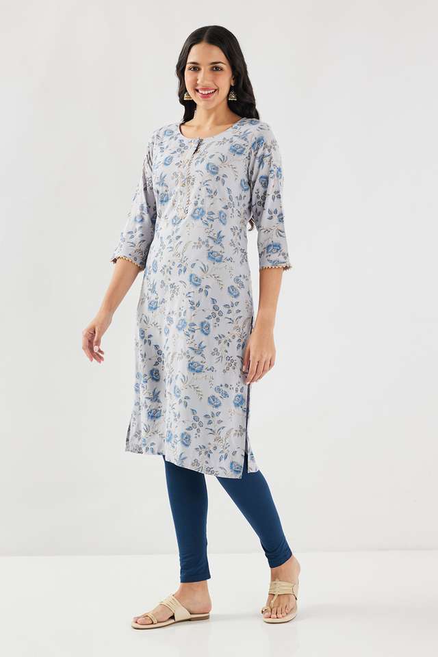 Floral-Rayon-Women-s-Casual-Wear-Kurta