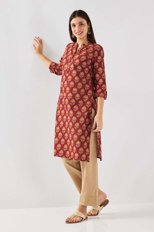 Printed-Cotton-Mandarin-Collar-Women-s-Casual-Wear-Kurta