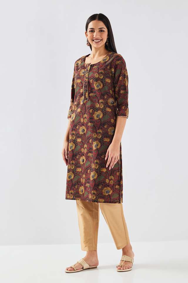 Printed-Cotton-Round-Neck-Women-s-Casual-Wear-Kurta