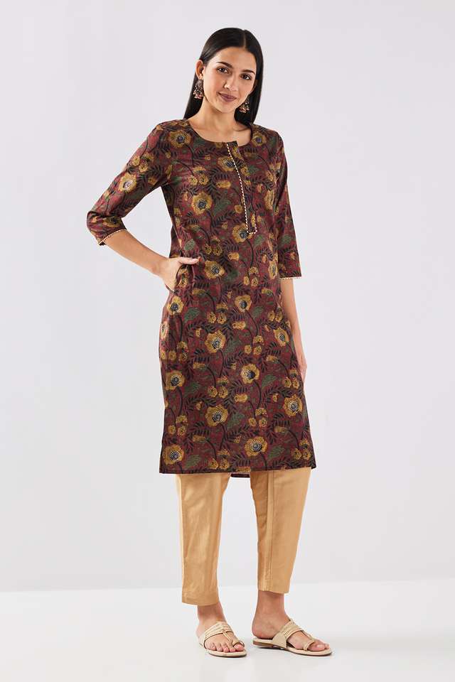 Printed-Cotton-Round-Neck-Women-s-Casual-Wear-Kurta