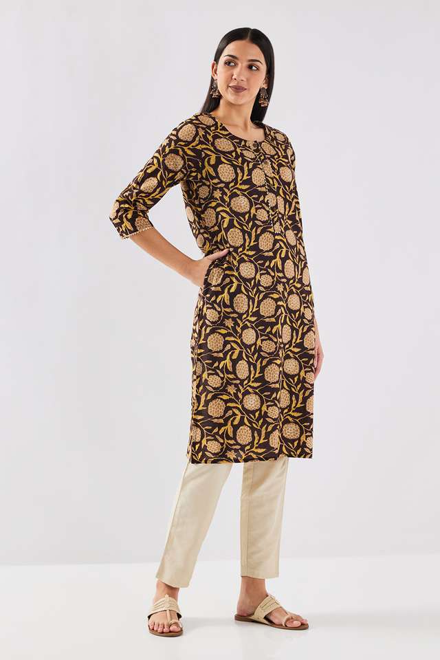 Printed-Cotton-Round-Neck-Women-s-Casual-Wear-Kurta