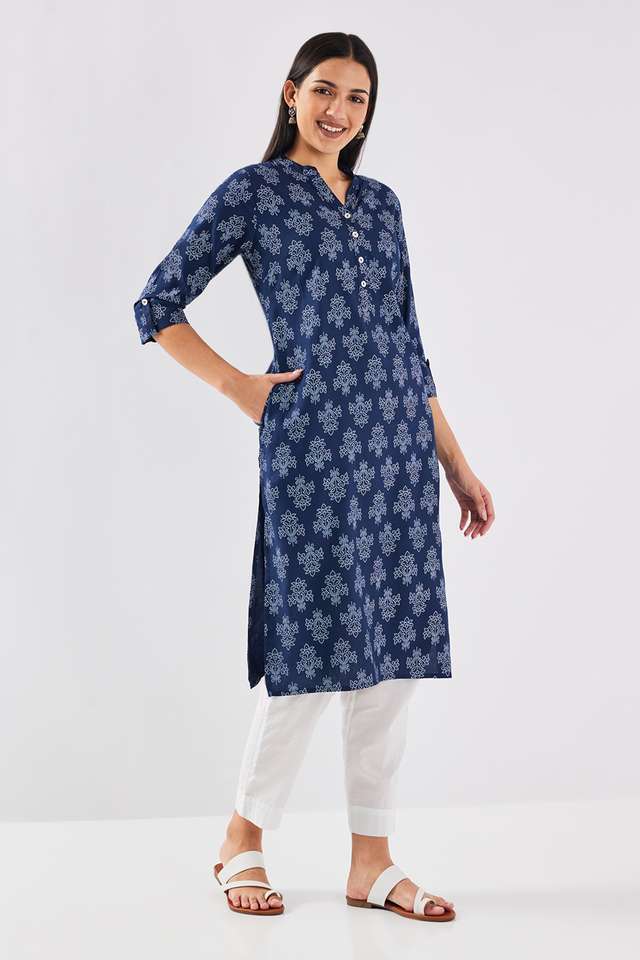 Printed-Viscose-Collared-Women-s-Casual-Wear-Kurta