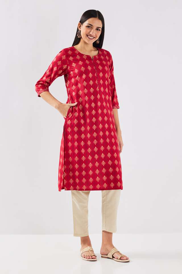 Printed-Viscose-Round-Neck-Women-s-Casual-Wear-Kurta