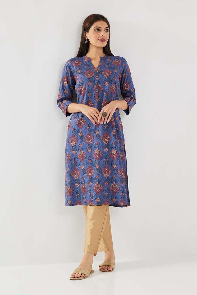 Printed-Rayon-Collared-Women-Casual-Wear-Kurta