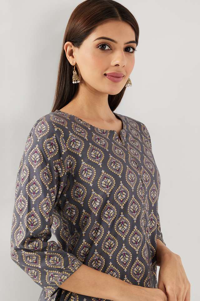 Printed-Rayon-V-Neck-Women-s-Casual-Wear-Kurta