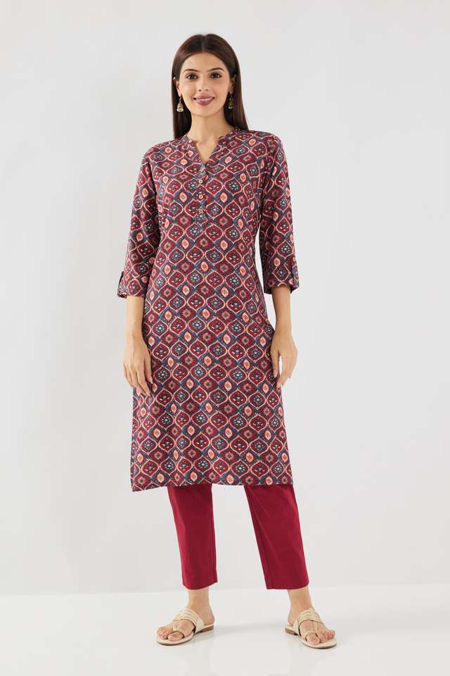 Printed-Rayon-Collared-Women-s-Casual-Wear-Kurta