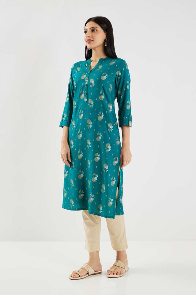 Printed-Rayon-Collared-Women-s-Casual-Wear-Kurta