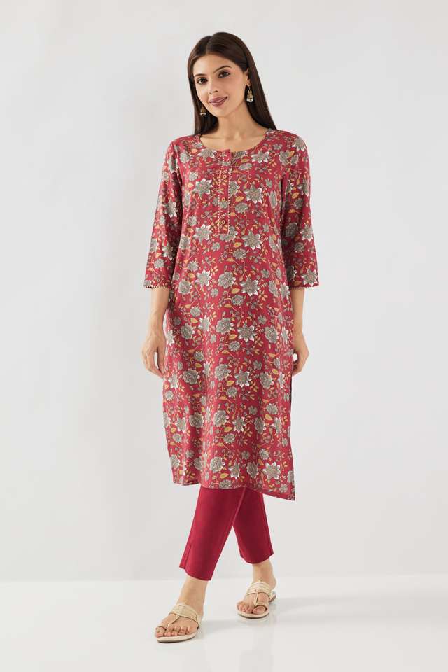 Printed-Rayon-Round-Neck-Women-s-Casual-Wear-Kurta