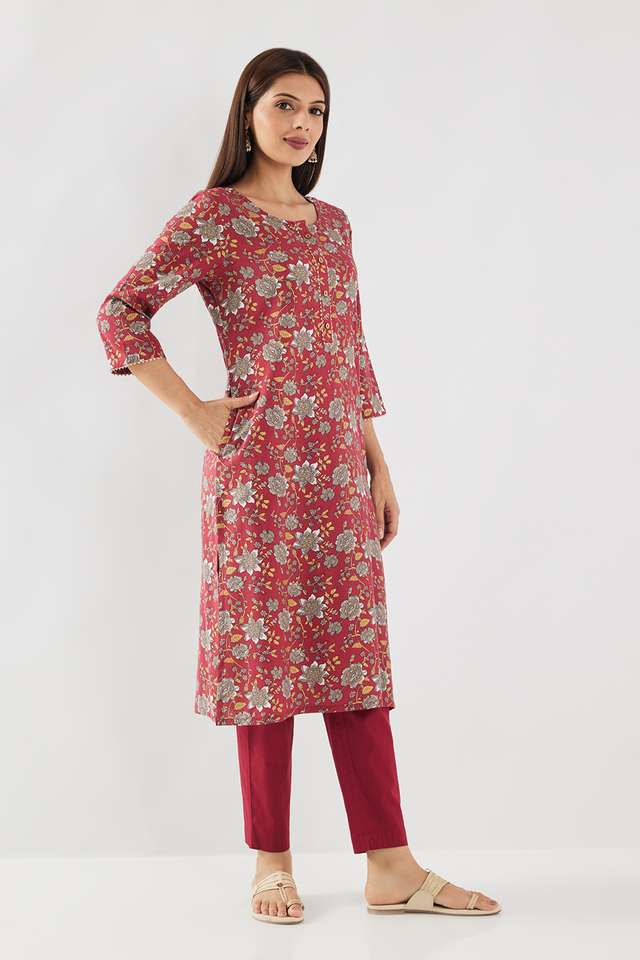Printed-Rayon-Round-Neck-Women-s-Casual-Wear-Kurta