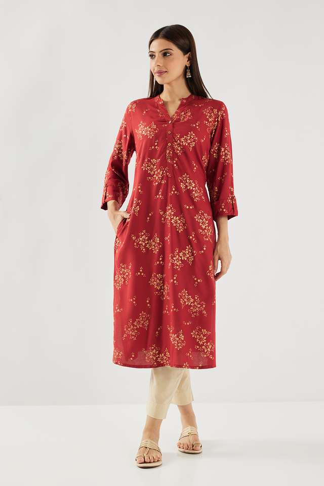 Printed-Rayon-Collared-Women-s-Casual-Wear-Kurta
