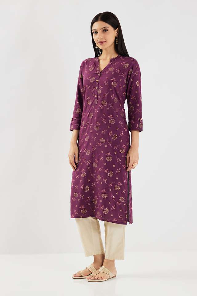 Printed-Rayon-Collared-Women-s-Casual-Wear-Kurta