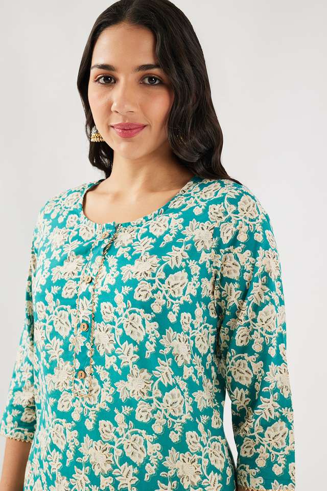 Printed-Cotton-Round-Neck-Women-s-Casual-Wear-Kurta