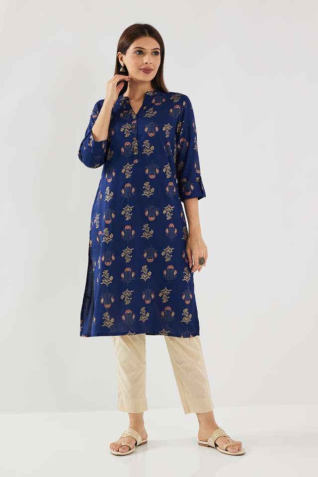 Printed-Rayon-Collared-Women-s-Casual-Wear-Kurta