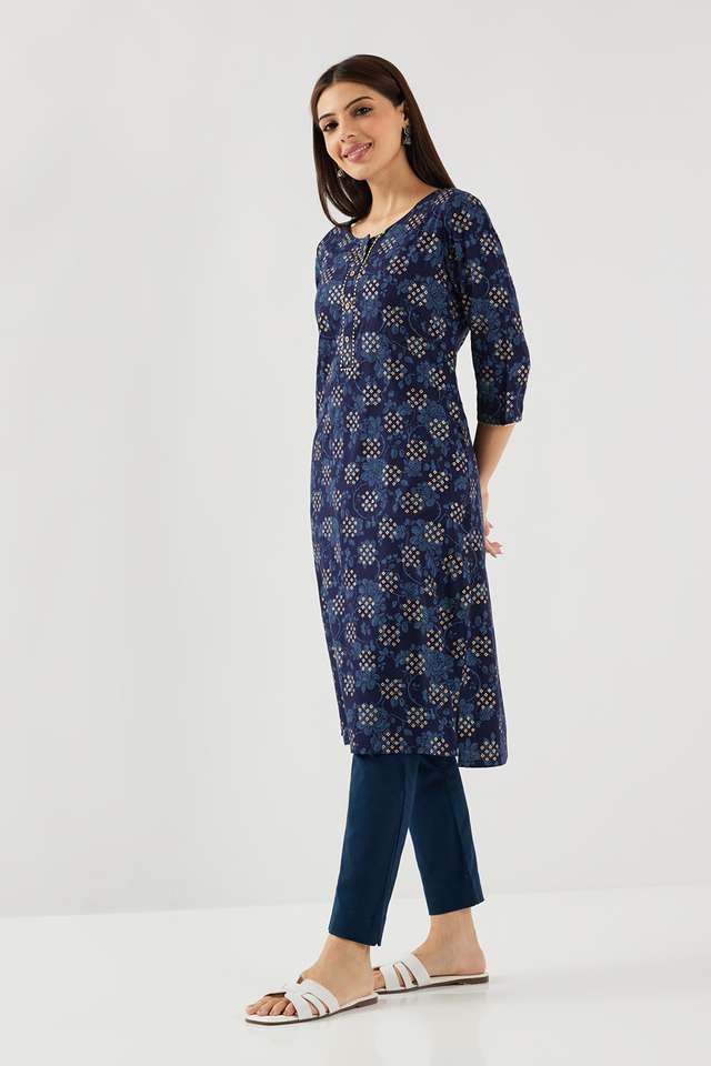 Printed-Rayon-Round-Neck-Women-s-Casual-Wear-Kurta