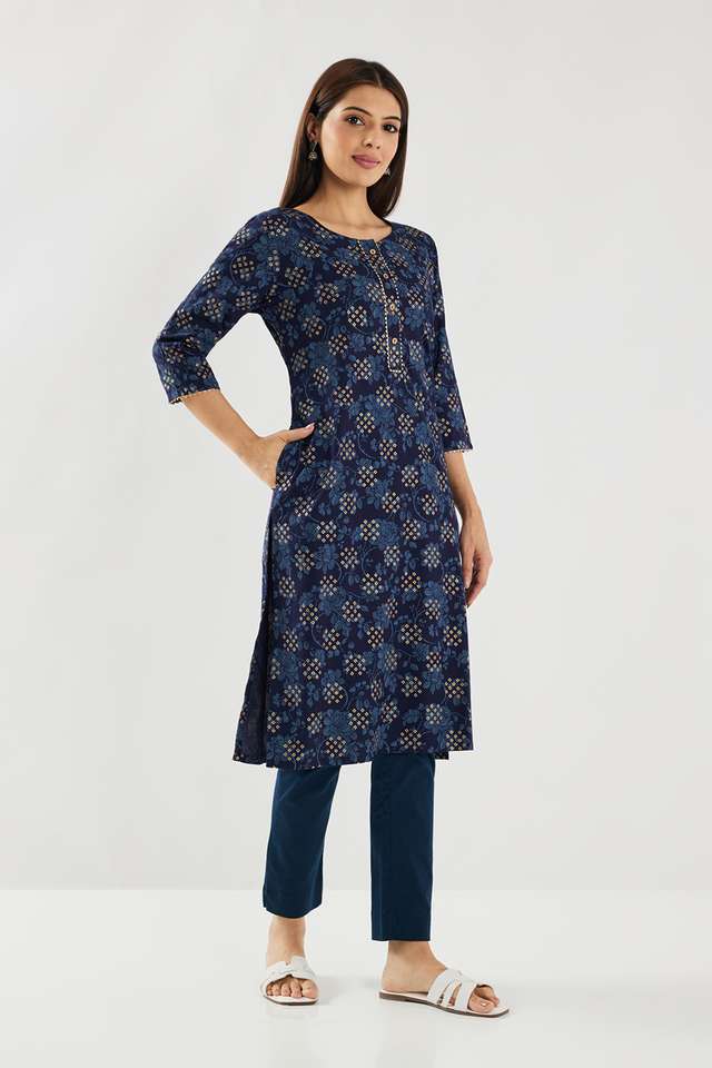 Printed-Rayon-Round-Neck-Women-s-Casual-Wear-Kurta