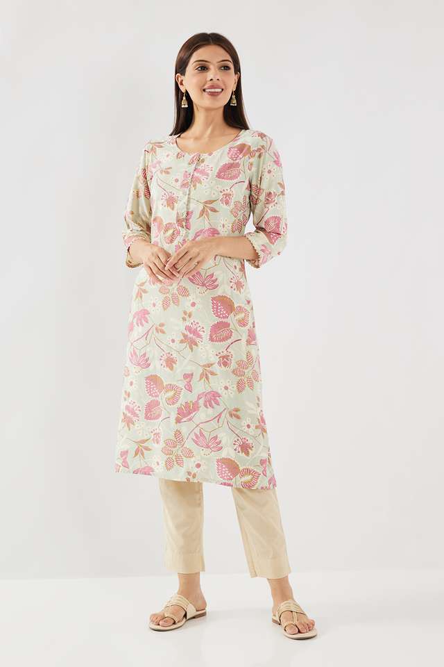 Printed-Rayon-Round-Neck-Women-s-Casual-Wear-Kurta