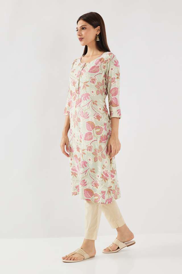 Printed-Rayon-Round-Neck-Women-s-Casual-Wear-Kurta