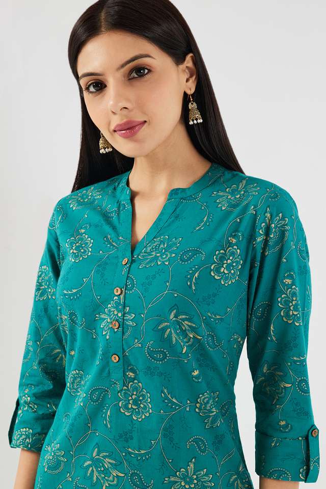 Printed-Cotton-Collared-Women-s-Casual-Wear-Kurta