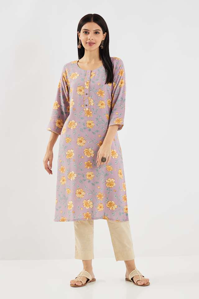 Printed-Rayon-Round-Neck-Women-s-Casual-Wear-Kurta