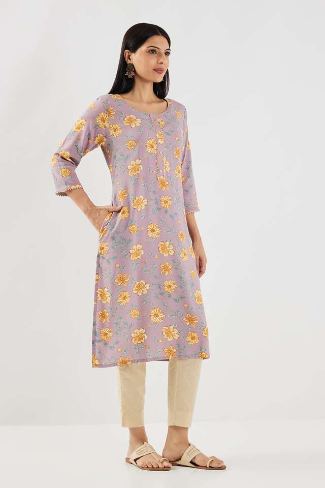 Printed-Rayon-Round-Neck-Women-s-Casual-Wear-Kurta