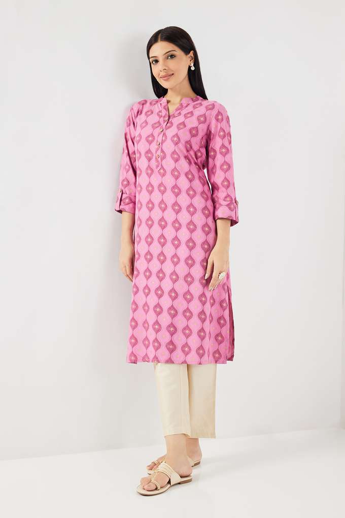 Printed-Rayon-Collared-Women-s-Casual-Wear-Kurta