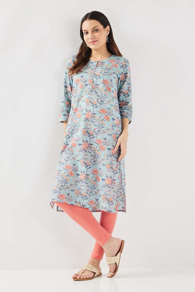 Printed-Cotton-Round-Neck-Women-s-Casual-Wear-Kurta