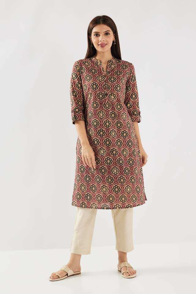 Printed-Cotton-Collared-Women-s-Casual-Wear-Kurta
