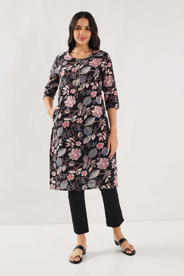 Printed-Cotton-Round-Neck-Women-s-Casual-Wear-Kurta